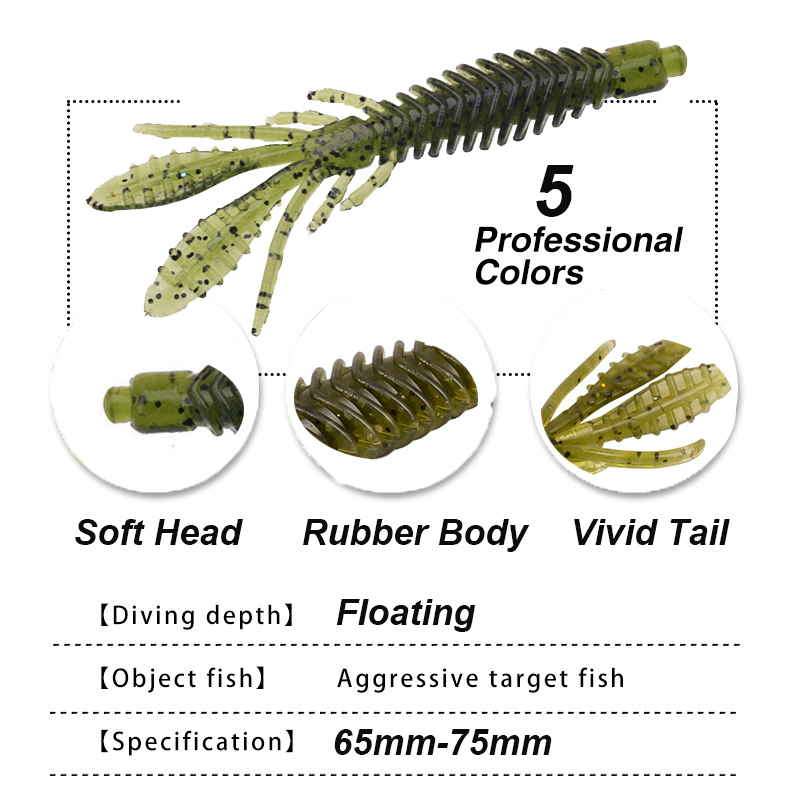 5 шт., мягкие силиконовые рыбо – обзор и цена Fishing Lure Soft Plastic